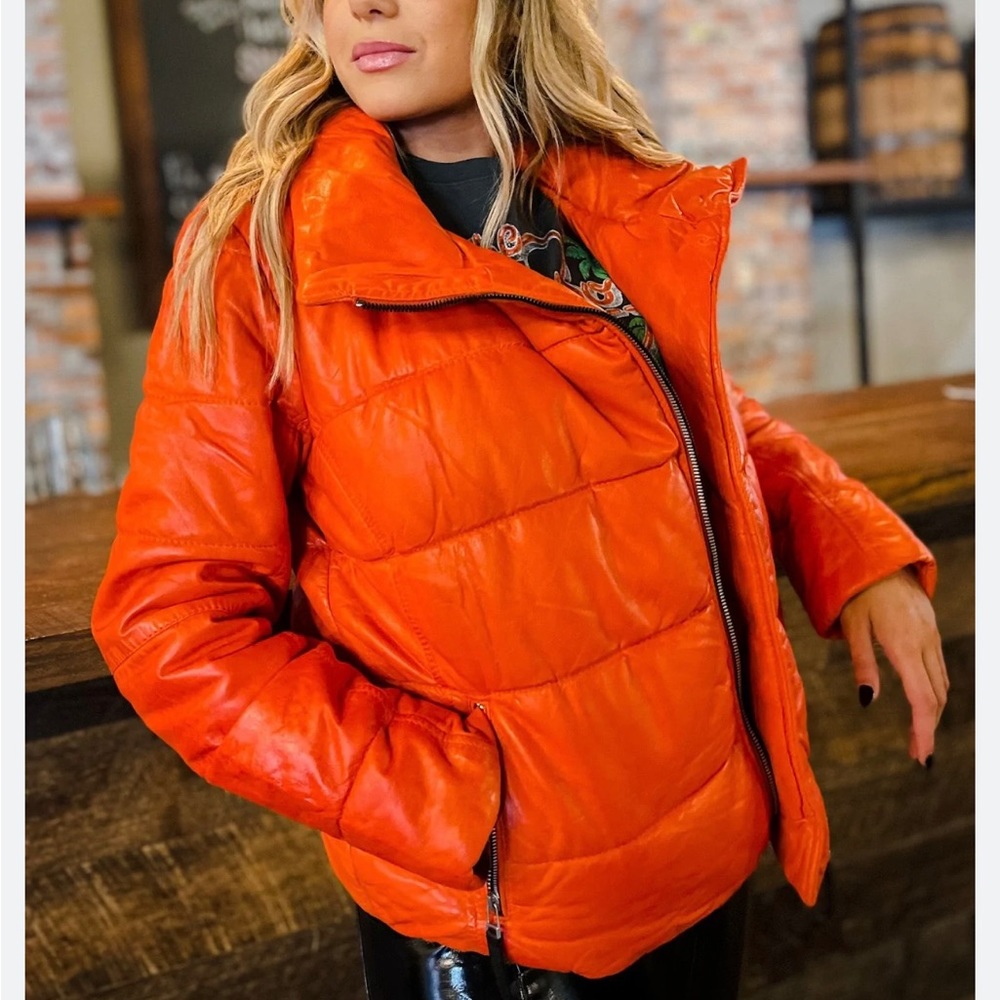 Warm leather Rena Mauritius jacket M orange